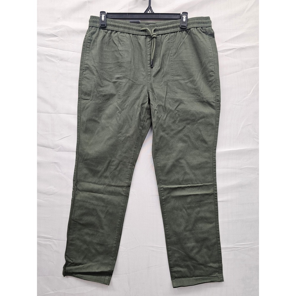 Buffalo David Bitton Mens Pietro Twill Pull On Pants Olive Green Large SMC0039